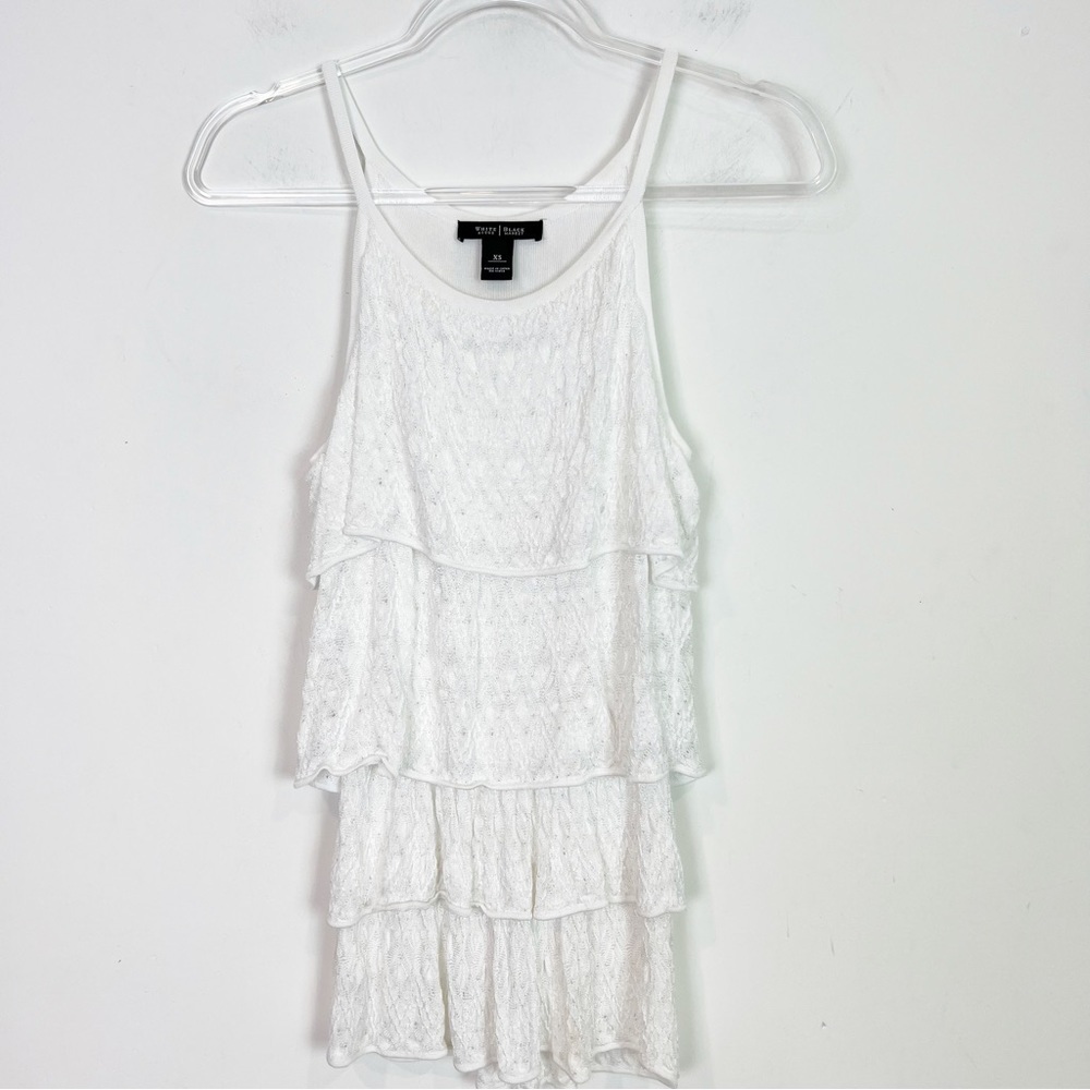 WHITE HOUSE BLACK MARKET IVORY TEXTIRED TOERED SLEEVELESS KNIT TANK SWEATER XS